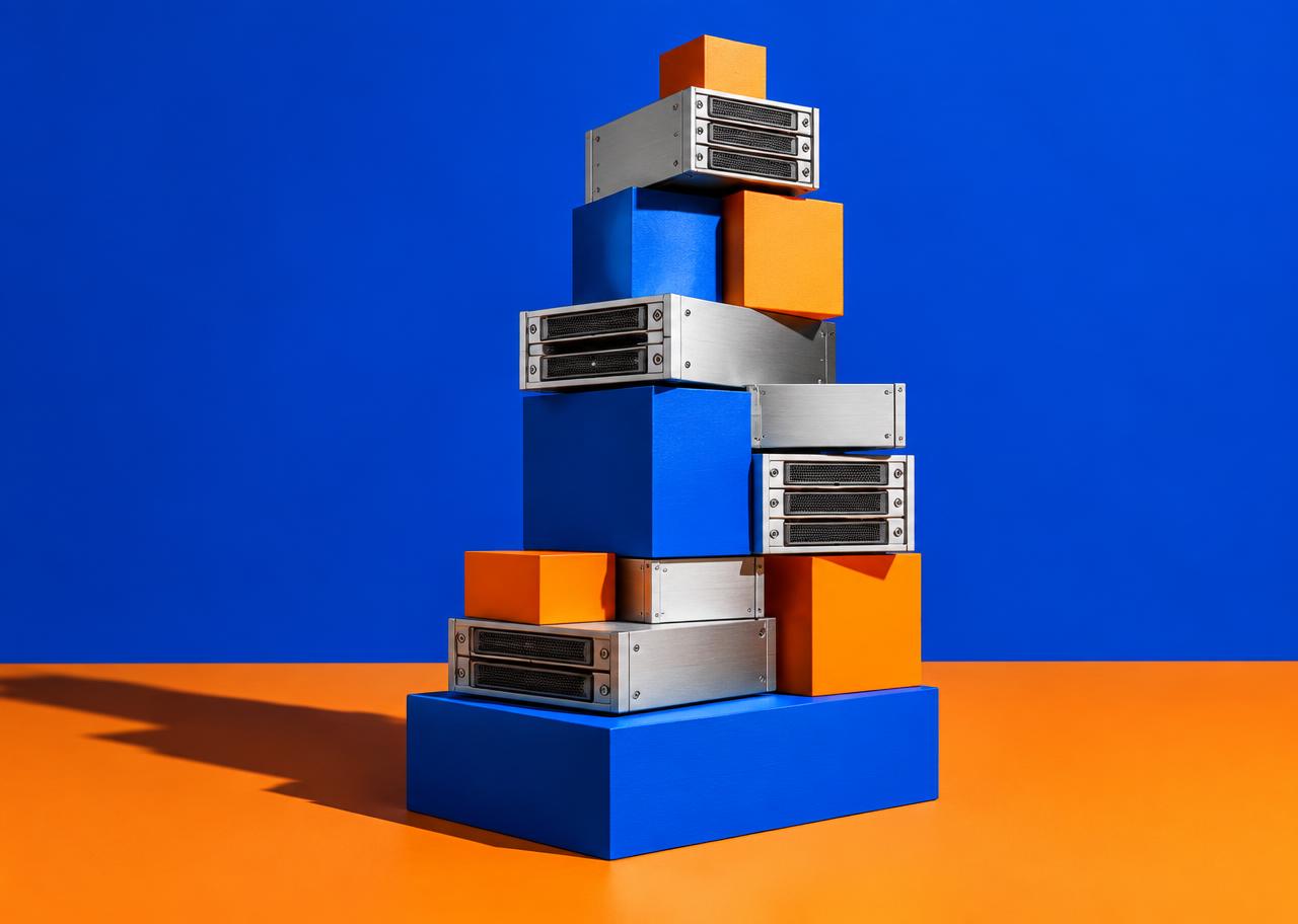 Conceptual editorial still life illustrating business tech: The business tech decisions that scale with a small team