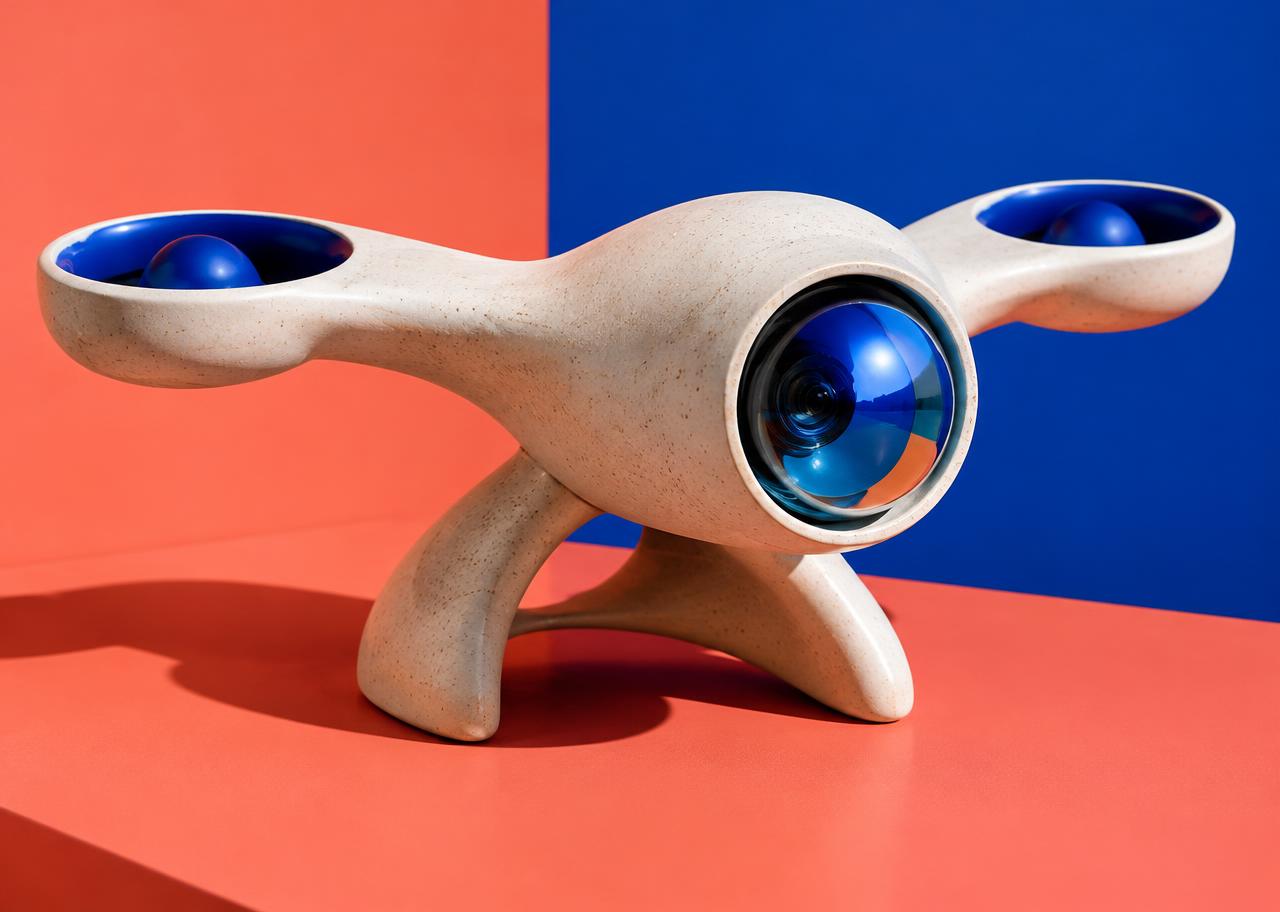 Conceptual editorial still life illustrating defense technology: How Is Artificial Intelligence Used in Military Drones?